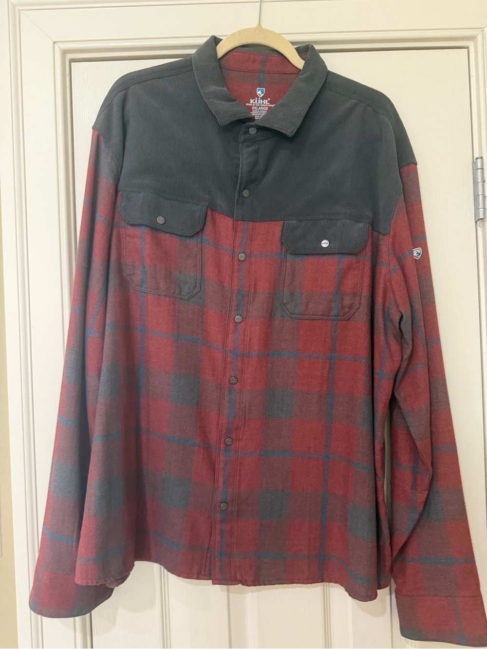 Kuhl Men's Red and Black Plaid Button-Down Shirt